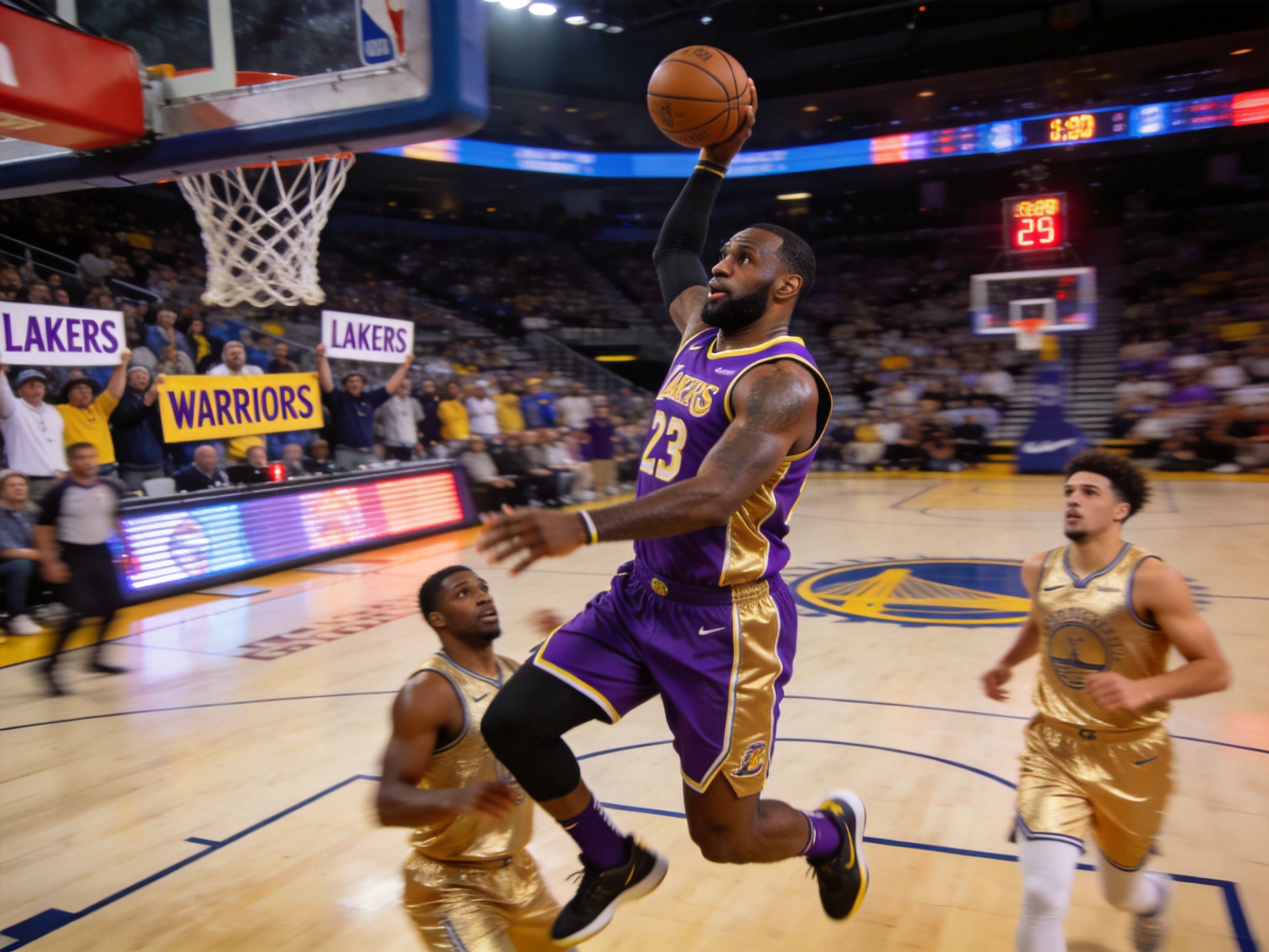 NBA季后赛湖人vs勇士经典画面图片